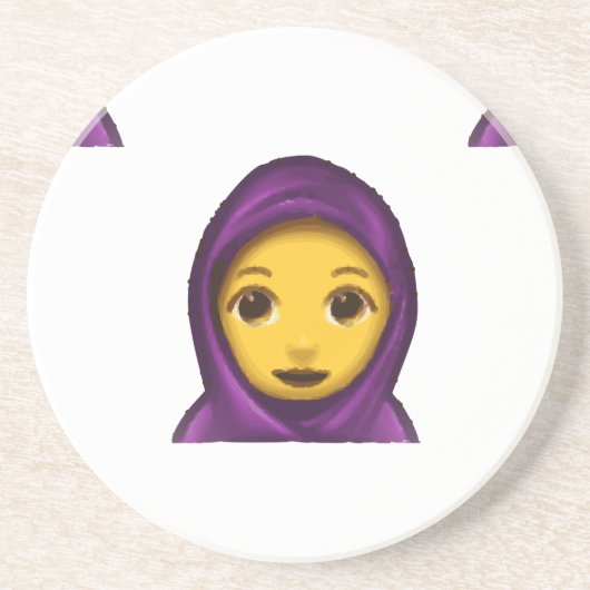 emoji hajib zandsteen onderzetter (Voorkant)