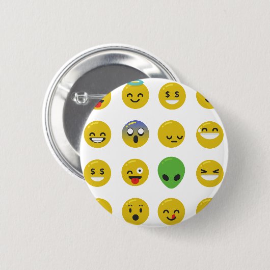 Emoji happy face ronde button 5,7 cm (Voorkant /achterkant)