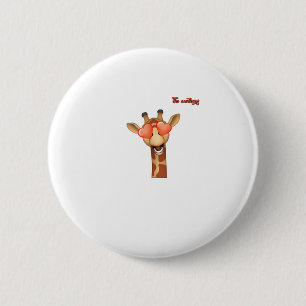 Emoji Happy Love Eyes Giraffe Face Ronde Button 5,7 Cm