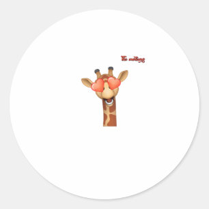 Emoji Happy Love Eyes Giraffe Face Ronde Sticker