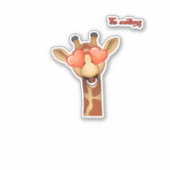 Emoji Happy Love Eyes Giraffe Face Sticker (Voorkant)