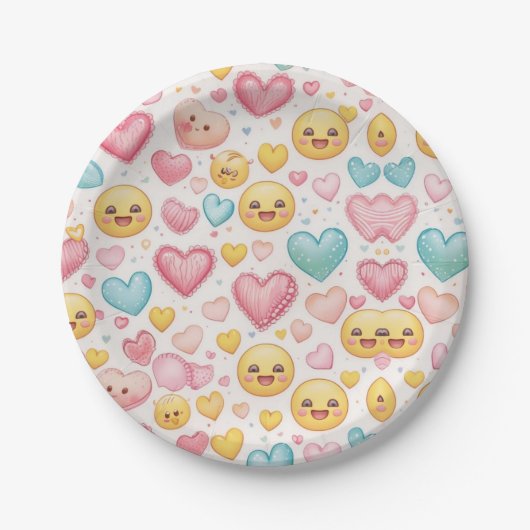 Emoji Hartjes Feest Papieren Bord (Voorkant)