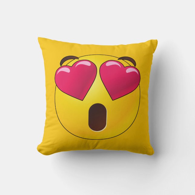 Emoji Heart Eyes Valentijnse  Kussen (Voorkant)