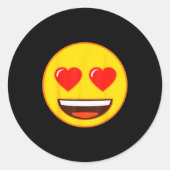 Emoji Heart Eyes Yellow Smile Face  Ronde Sticker (Voorkant)