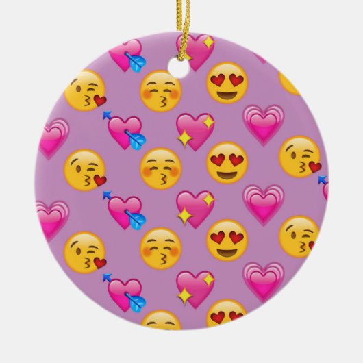 Emoji Hearts and Love Pink Patternsd Keramisch Ornament (Voorkant)