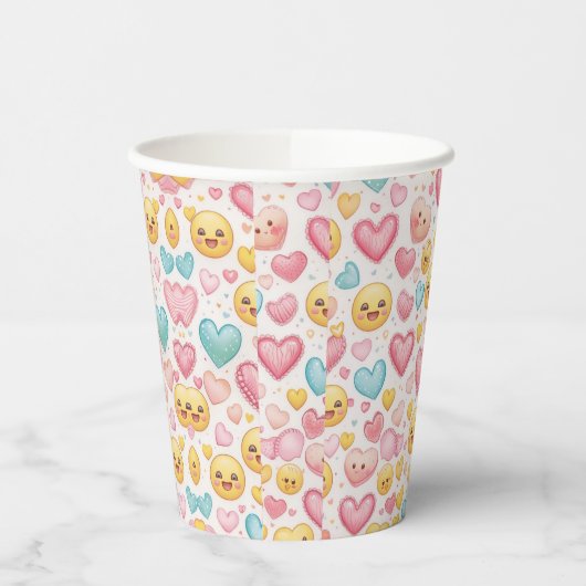 Emoji Hearts Party Paper Cup Papieren Bekers (Links)