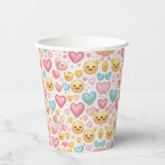 Emoji Hearts Party Paper Cup Papieren Bekers (Voorkant)