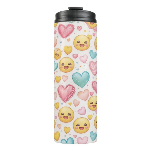 Emoji Hearts Vibes Thermosbeker (Voorkant)
