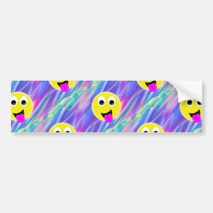 emoji hologram bumpersticker
