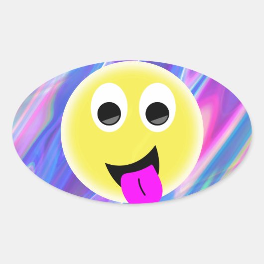 emoji hologram ovale sticker (Voorkant)