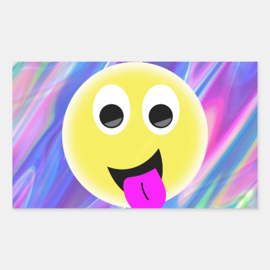 emoji hologram rechthoekige sticker (Voorkant)