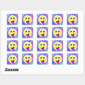 emoji hologram vierkante sticker (Vel)