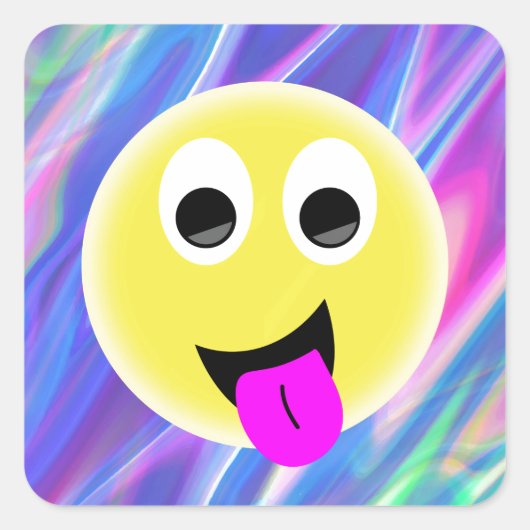 emoji hologram vierkante sticker (Voorkant)