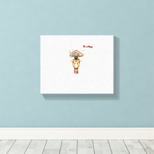 emoji hoofd ontploffende giraffe gezicht   canvas afdruk (Insitu (Houten vloer))