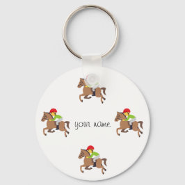 Emoji Horse Riding and '' Jouw naam here " Sleutelhanger
