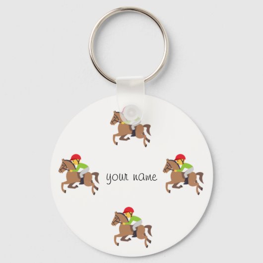 Emoji Horse Riding and '' Jouw naam here " Sleutelhanger (Voorkant)