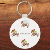 Emoji Horse Riding and '' Jouw naam here " Sleutelhanger (Voorkant)
