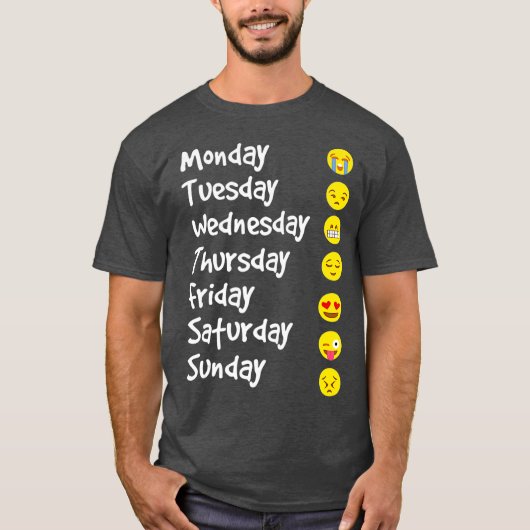 Emoji houdt van je moticon 7 dagen per week wit t-shirt (Voorkant)