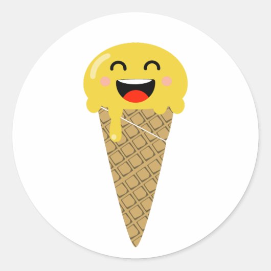 Emoji Ice-cream Happy Sticker (Voorkant)