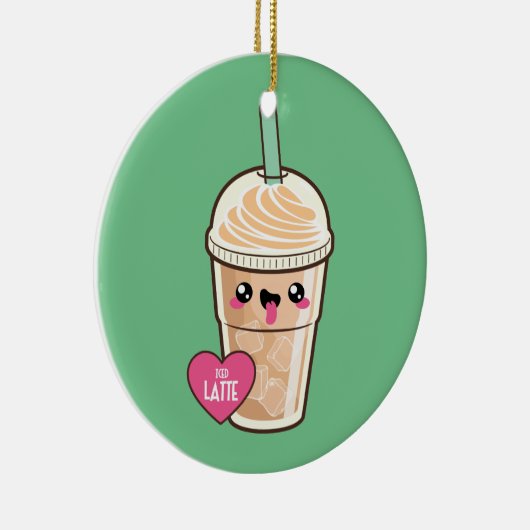 Emoji Iced Latte Keramisch Ornament (Rechts)