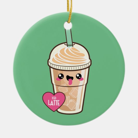 Emoji Iced Latte Keramisch Ornament (Voorkant)