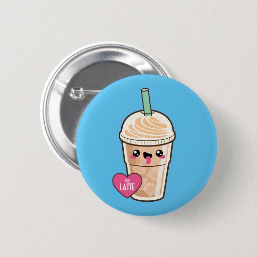 Emoji Iced Latte Ronde Button 5,7 Cm (Voorkant /achterkant)