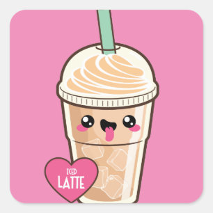 Emoji Iced Latte Vierkante Sticker