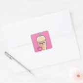 Emoji Iced Latte Vierkante Sticker (Envelop)