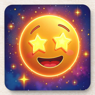Emoji Joy met sterrenoog Bier Onderzetter