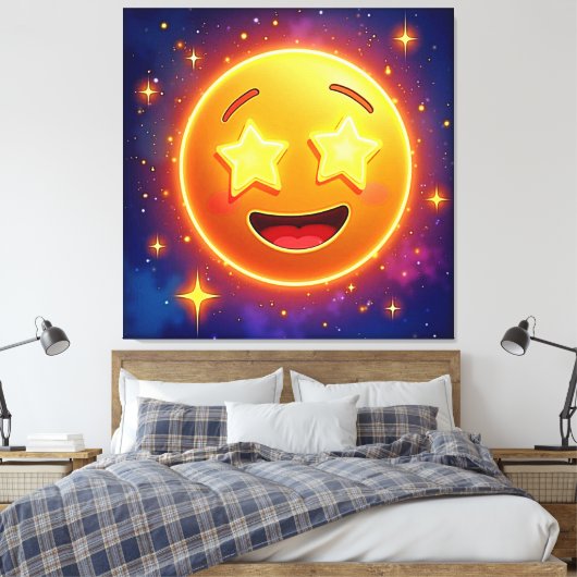 Emoji Joy met sterrenoog Canvas Afdruk (Insitu (Slaapkamer))
