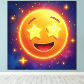 Emoji Joy met sterrenoog Canvas Afdruk (Insitu (Houten vloer))