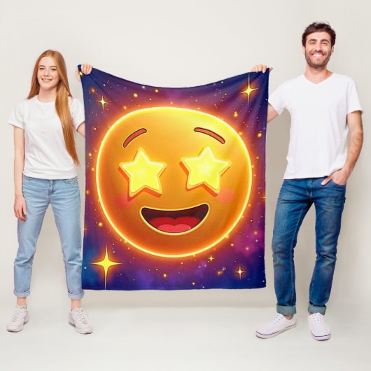 Emoji Joy met sterrenoog Fleece Deken (In situ)
