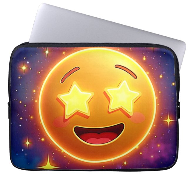 Emoji Joy met sterrenoog Laptop Sleeve (Voorkant)