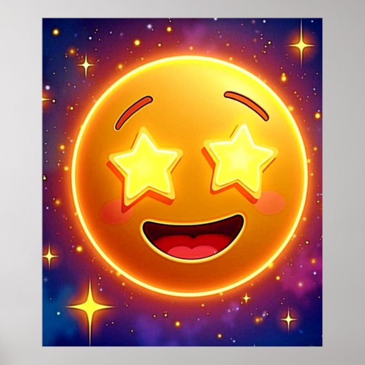 Emoji Joy met sterrenoog Poster (Voorkant)