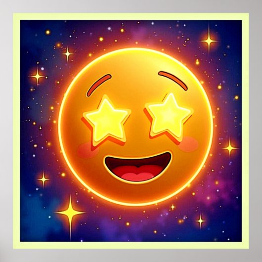 Emoji Joy met sterrenoog Poster (Voorkant)