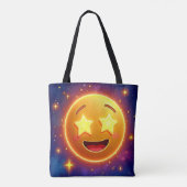 Emoji Joy met sterrenoog Tote Bag (Achterkant)