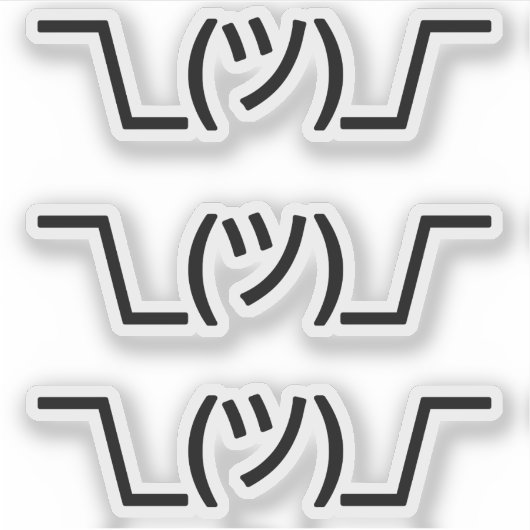 Emoji Kawaii Face op tekst gebaseerde Shrug Sticker (Voorkant)