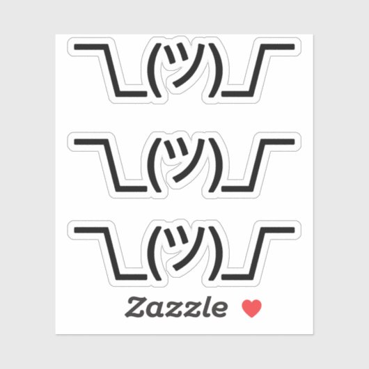 Emoji Kawaii Face op tekst gebaseerde Shrug Sticker (Vel)