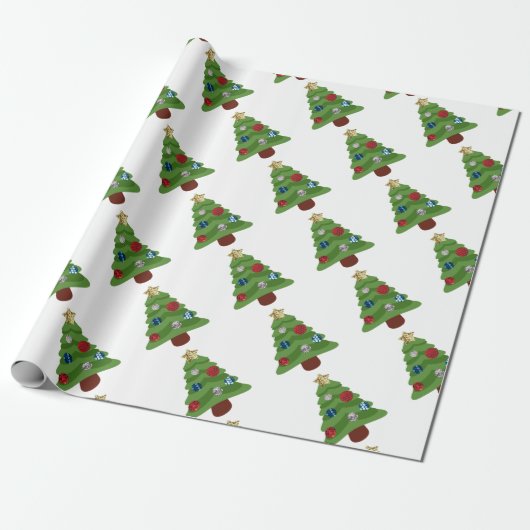 emoji kerstboom cadeaupapier (Uitgerold)