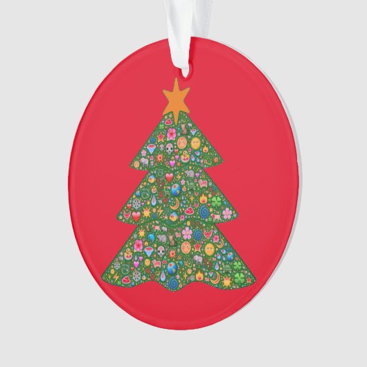 Emoji kerstboom en rode Built4Love hart Ornament (voorkant)