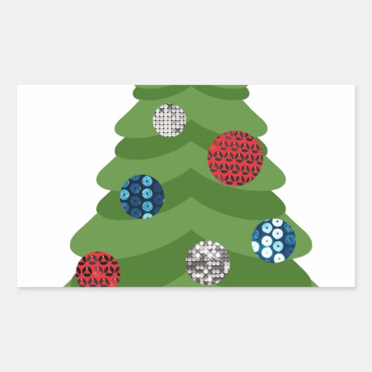 emoji kerstboom rechthoekige sticker (Voorkant)