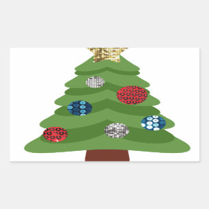 emoji kerstboom rechthoekige sticker