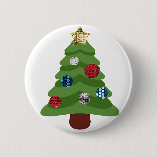 emoji kerstboom ronde button 5,7 cm (Voorkant)