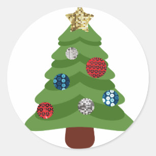 emoji kerstboom ronde sticker