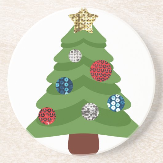 emoji kerstboom zandsteen onderzetter (Voorkant)