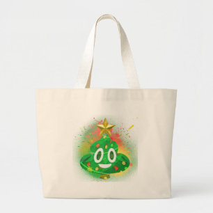 Emoji kerstboomverf grote tote bag