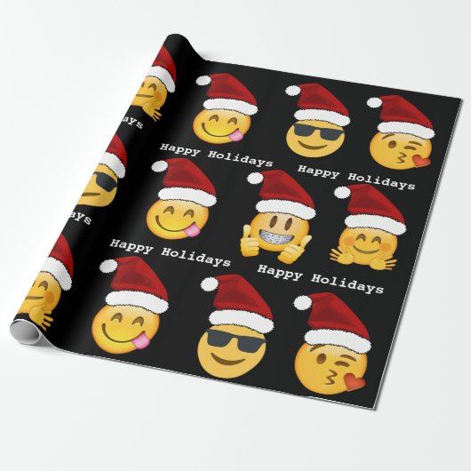 Emoji Kerstmis Cadeaupapier (Uitgerold)
