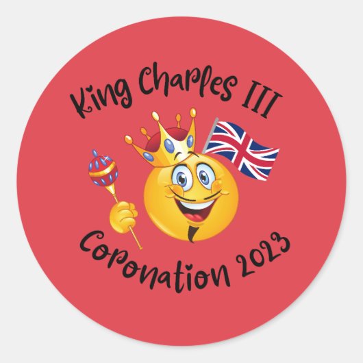 Emoji, King Charles III-coronatie T-Shirt Ronde Sticker (Voorkant)