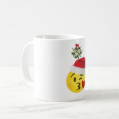 emoji kiss onder mistle-toe merry kerst mok (Voorkant links)