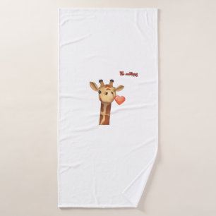 Emoji knipogen Kissing Heart Giraffe Face Badhanddoek